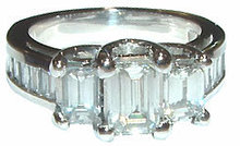 3 carat diamond ring gold emerald cut antique style