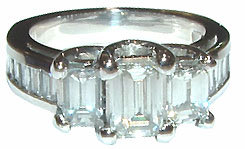 3 carat diamond ring gold emerald cut antique style