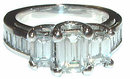 3 carat diamond ring gold emerald cut antique style