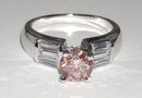 2.11 carats baguette PINK DIAMOND ring solitaire fancy