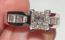 2.35 carat DIAMOND antique look ring PRINCESS Platinum