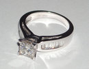 2.35 carat DIAMOND antique look ring PRINCESS Platinum