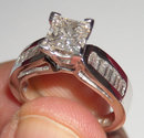2.35 carat DIAMOND antique look ring PRINCESS Platinum