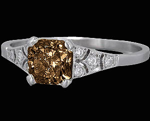 2 Ct. champagne & white diamonds engagement ring gold