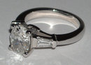 2.01 carats oval diamond three 3 stone ring PLATINUM