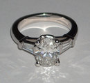 2.01 carats oval diamond three 3 stone ring PLATINUM