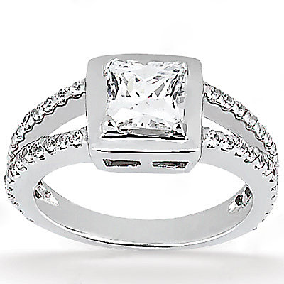 2 Ct. princess cut DIAMOND ENGAGEMENT ring gold new