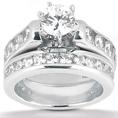 2.65 Ct. engagement set diamonds F VVS1 white gold ring