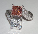 2.77 carat PRINCESS PINK DIAMOND ring twin double fancy