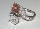 2.77 carat PRINCESS PINK DIAMOND ring twin double fancy