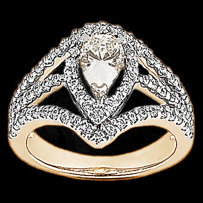 2.25 Cts. Diamonds pear cut engagement ring yellow gold