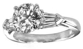 2.7 carat F VS1 diamond ring baguette diamonds gold