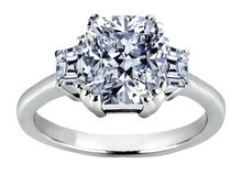 1.91 carat cushion diamond three 3 stone ring PLATINUM