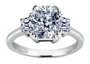 1.91 carat cushion diamond three 3 stone ring PLATINUM