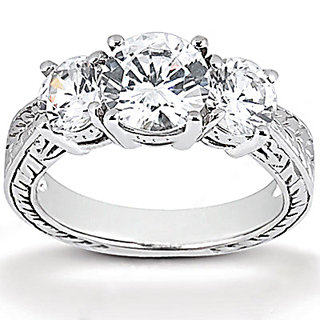 2.26 ct. Diamond three stone ring engagement gold white