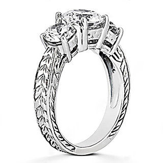 2.26 ct. Diamond three stone ring engagement gold white