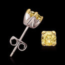 Yellow canary diamonds 2.02 ct. Stud earrings princess