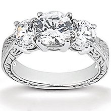 3 ct. Diamond three stone ring engagement gold white