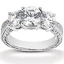 3 ct. Diamond three stone ring engagement gold white
