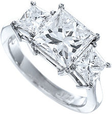 3 carat F VS2 princess cut real DIAMOND engagement ring