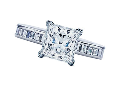 Princess diamonds 2.51 carat engagement ring gold white