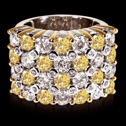 4.50 ct. yellow canary diamonds wide anniversary ring