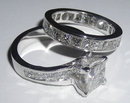 CUSTOMIZED princess cut pave diamond engagement set