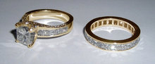 CUSTOMIZED princess cut pave diamond engagement set
