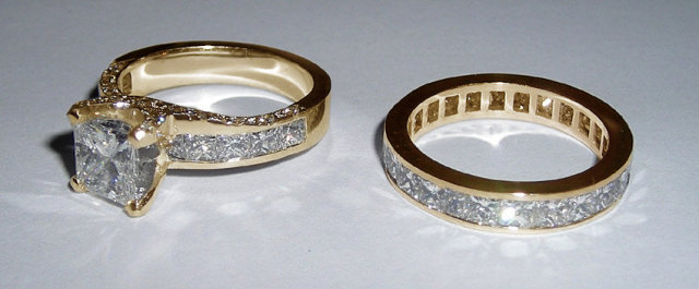 CUSTOMIZED princess cut pave diamond engagement set