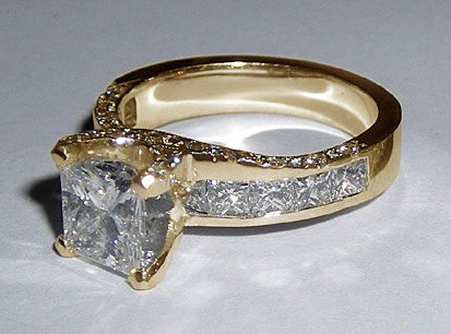 CUSTOMIZED princess cut pave diamond engagement set