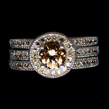3 ct. champagne diamonds ring antique finish gold ring