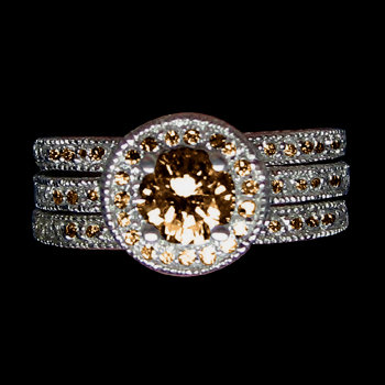 3 ct. champagne diamonds ring antique finish gold ring