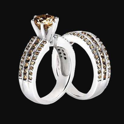 4.5 ct. champagne diamonds engagement ring band set