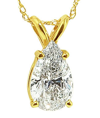 yellow gold pear diamond solitaire pendant 1.75 carats