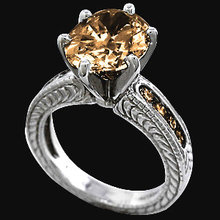 Champagne diamonds 2.50 ct.ring antique finish gold