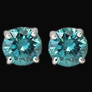 Blue diamonds stud earrings 4 carats ear ring gold new