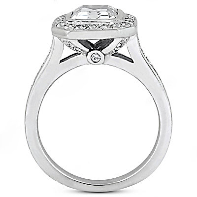F VVS1 diamonds emerald cut solitaire ring 2.25 carats