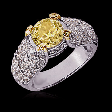 4 carat Yellow canary diamonds ring micro pave style