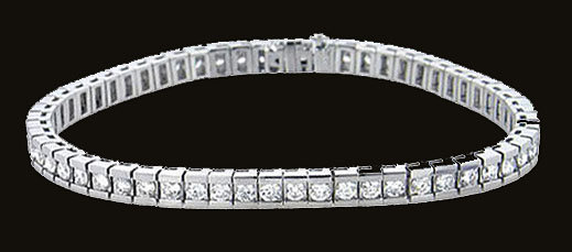 14 Carats diamond channel bracelet white gold bracelet