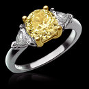2.81 carat yellow canary diamonds 3-stone ring gold new