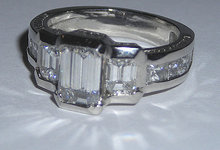 3.51 carats Platinum EMERALD diamond engagement ring