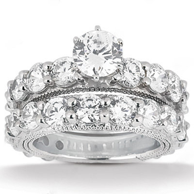 F VS1 diamonds 3.75 carat engagement ring diamond band