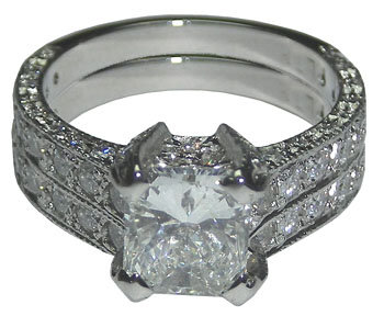3.51 cts diamond engagement ring and band set PLATINUM