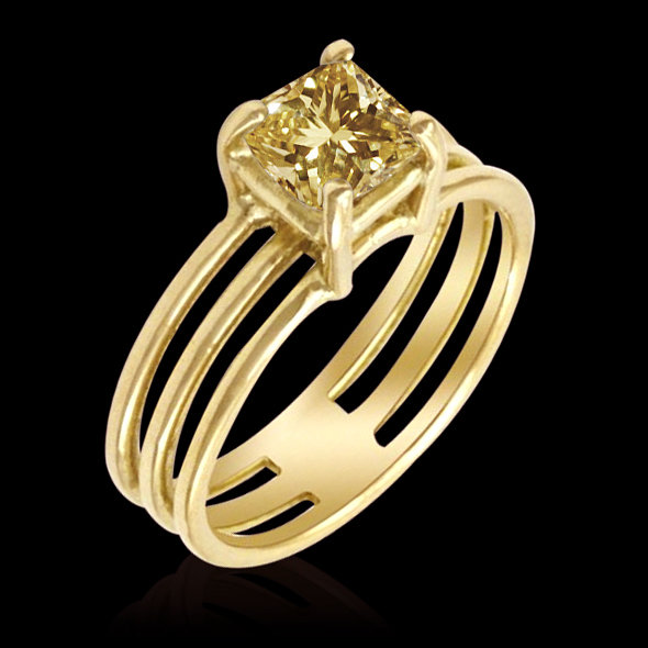 1.50 ct. fancy yellow diamond princess solitaire ring