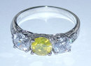 3.35 carats FANCY YELLOW CANARY DIAMOND ring 3 stone