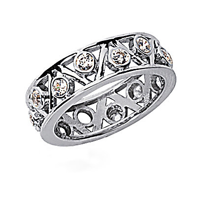 6.60 Ct. Diamond ring eternity wedding band gold F VS1