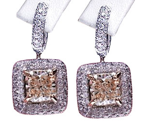 5 carats diamond earrings studs princess cut pave hoops