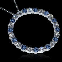8.75 carat White blue diamonds circle pendant necklace