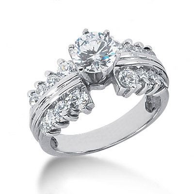 Diamonds solitaire ring with accents 3 carat diamonds