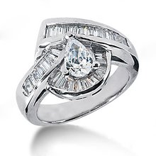3.51 Ct. pear cut engagement ring gold diamonds F VVS1